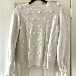 White Pom Pom Sweater